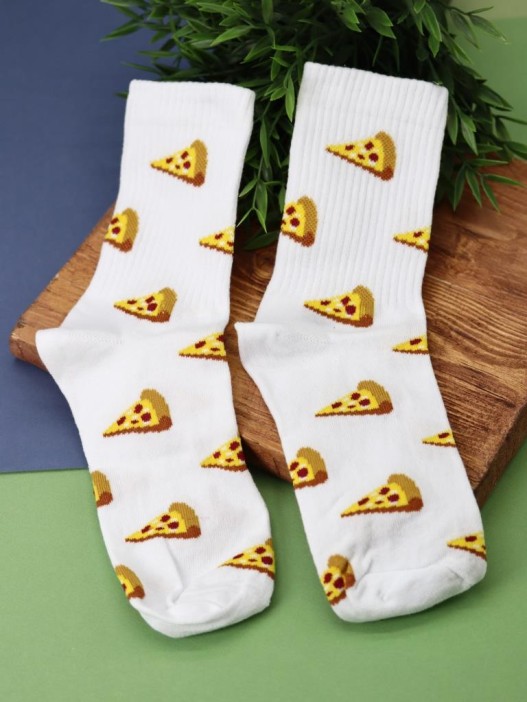 Носки женские "Pizza", р. 35-40, белый 