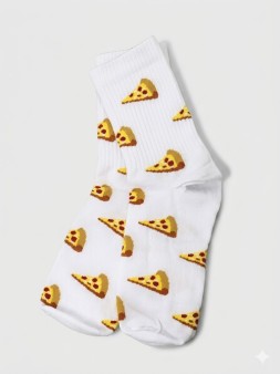 Носки женские "Пицца", р. 35-40, белые