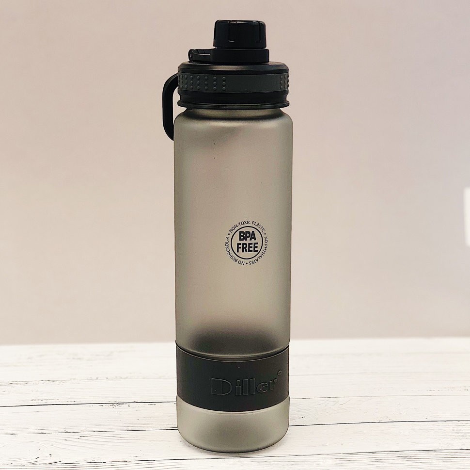 D02 Бутылка с силиконовой вставкой, black (900ml)