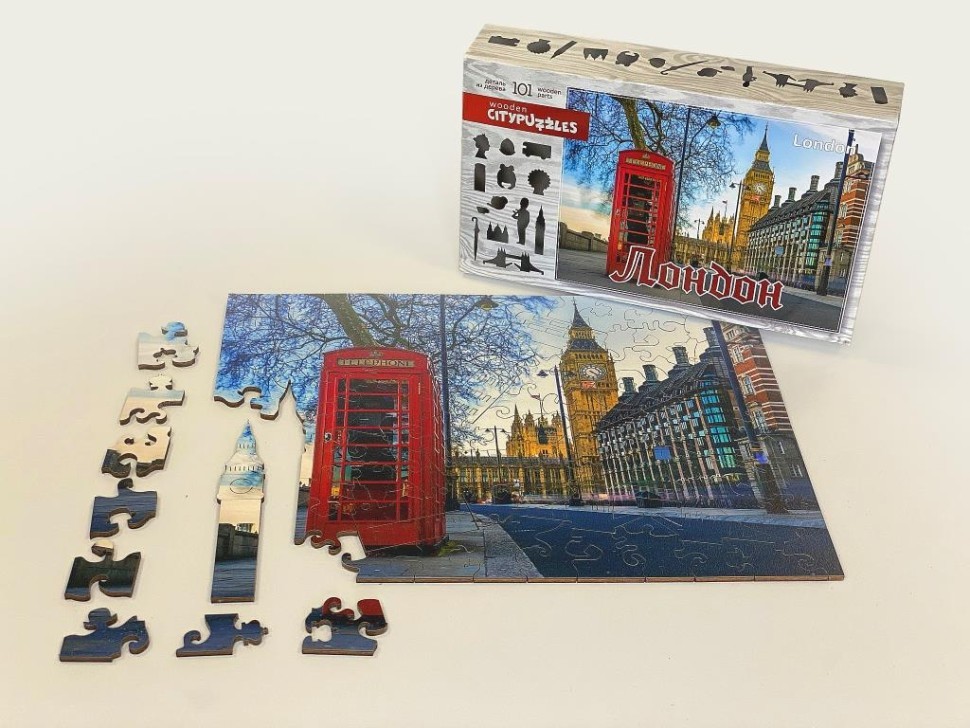 Фигурный пазл деревянный "Citypuzzles Лондон" (101 элемент)