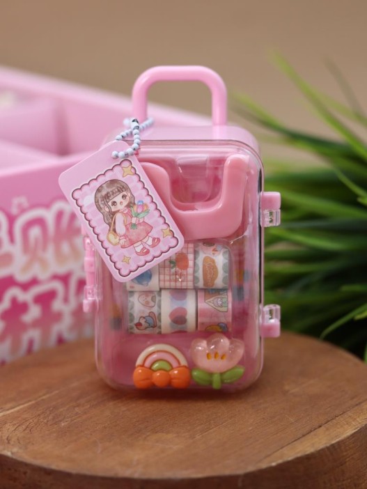 Набор декоративного скотча 6 шт. + диспенсер &quot;Suitcase&quot;, pink (13.5*6*4.5см) 