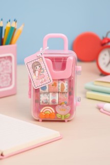 Набор декоративного скотча 6 шт. + диспенсер &quot;Suitcase&quot;, pink (13.5*6*4.5см)