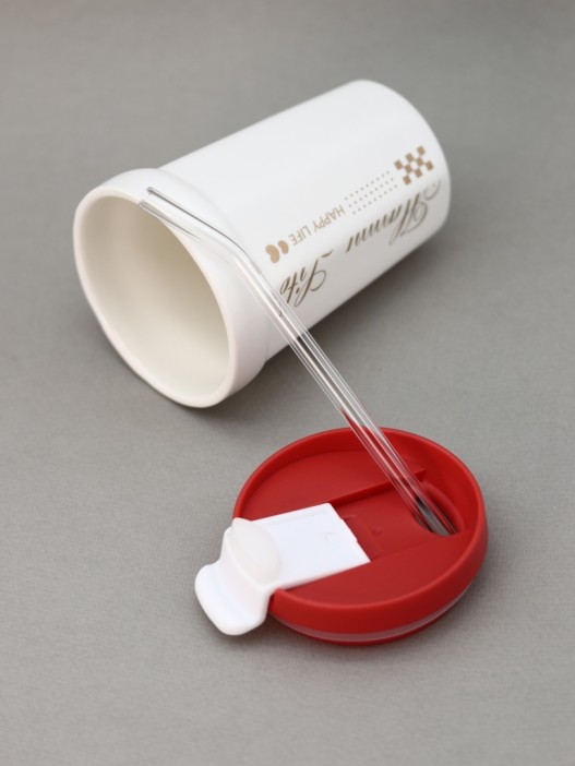 Кружка «Happy life», white-red 