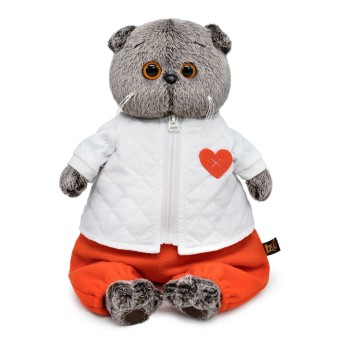 Мягкая игрушка "Кот Басик в стеганой куртке и комбинезоне" (22 см)