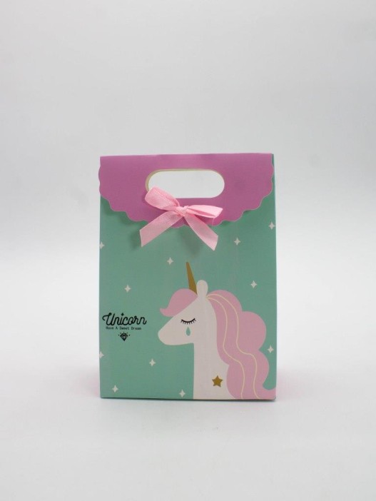 Пакет подарочный (XS) &quot;Lovely unicorn&quot;, green (12x6x16) 