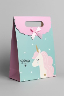 Пакет подарочный (XS) "Lovely unicorn", green (12x6x16)