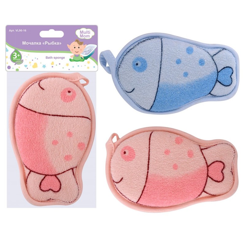 Мочалка &quot;Рыбка&quot; (14х9х2 см), 2 цв. 