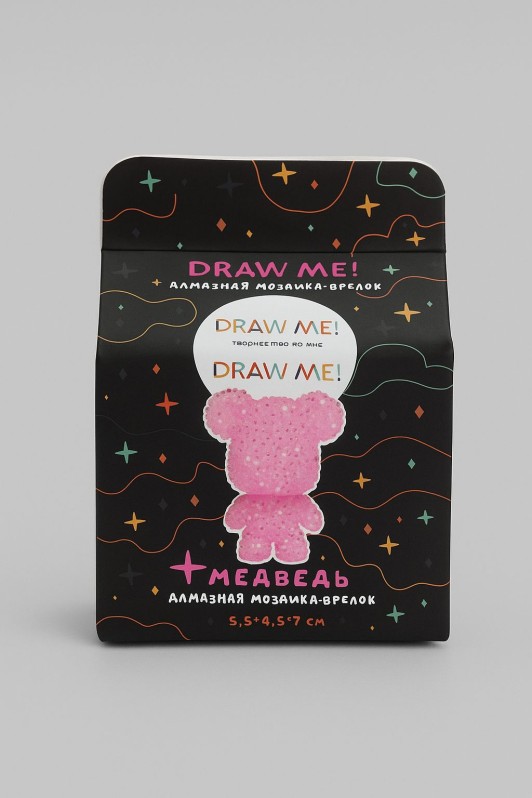 Алмазная мозаика на брелоке Draw Me! "Розовый мишка", (5,5*4,5*7 см)