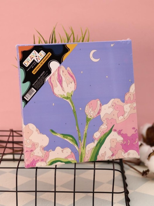 Картина по номерам на подрамнике Draw Me! «Flower in the night», (20*20 см) 