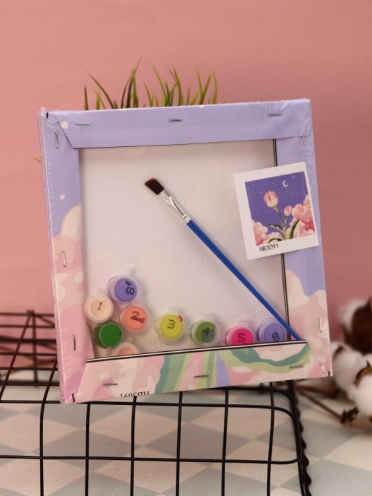 Картина по номерам на подрамнике Draw Me! «Flower in the night», (20*20 см) 