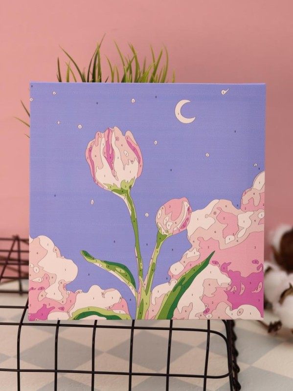 Картина по номерам на подрамнике Draw Me! "Цветок в ночи", (20*20 см)