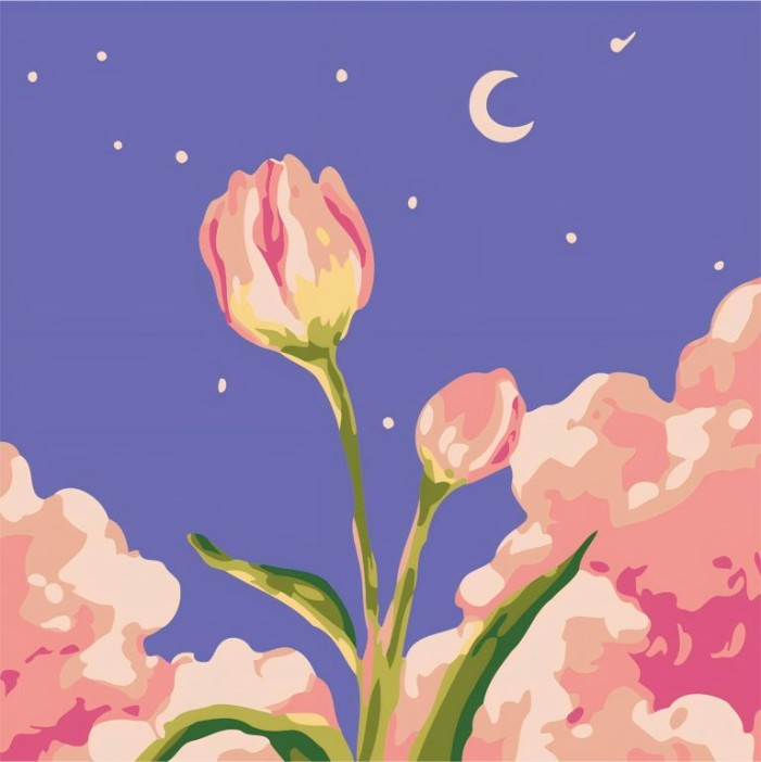 Картина по номерам на подрамнике Draw Me! «Flower in the night», (20*20 см) 