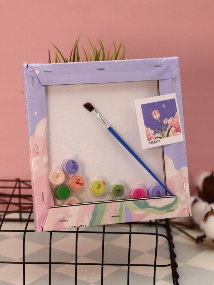 Картина по номерам на подрамнике Draw Me! "Цветок в ночи", (20*20 см)