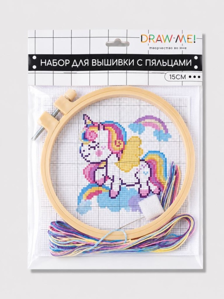 Набор для вышивки с пяльцами Draw Me! «Единорожка» 15 см.