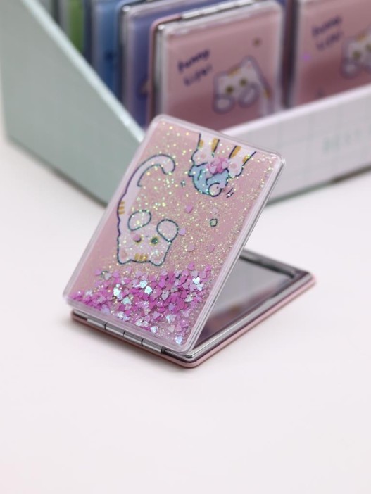 Зеркало шейкер раскладное &quot;Funny life Cat&quot;, розовое, 8*6 см 