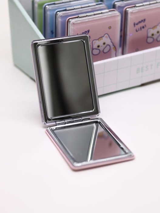 Зеркало шейкер раскладное &quot;Funny life Cat&quot;, розовое, 8*6 см 