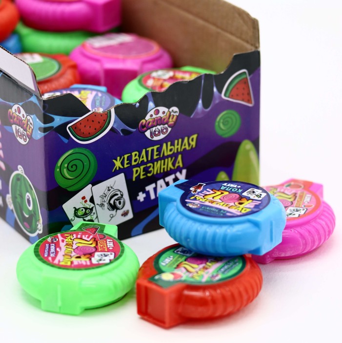 Жевательная резинка «Дуй пузырь! ROLL+тату», ассорти клубника,яблоко,арбуз,кола, 30 шт. 
