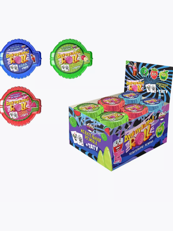 Жевательная резинка «Дуй пузырь! ROLL+тату», ассорти клубника,яблоко,арбуз,кола, 30 шт. 