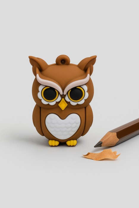 Точилка "Сова" коричневая 4*3см 