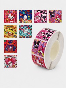 Декоративные наклейки "Kuromi and friends" 5.5*3 см, 500 шт. в рулоне