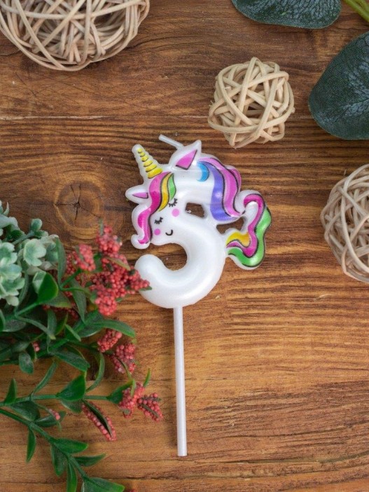 Свеча для торта &quot;Unicorn&quot; цифра 5, (6 см) 