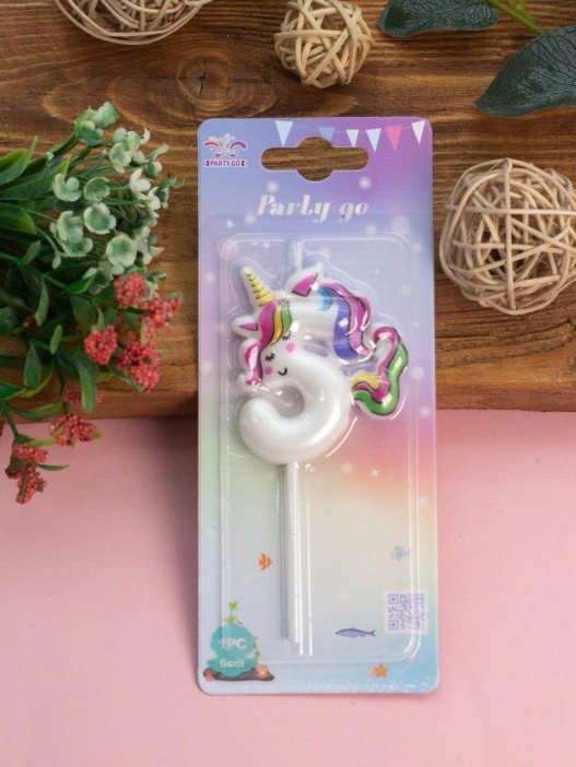 Свеча для торта &quot;Unicorn&quot; цифра 5, (6 см) 