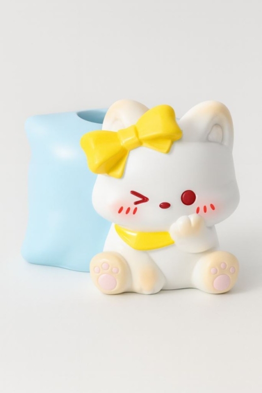 Подставка под зубную щетку iLikeGift «Кот с бантиком», 6*5,5 см