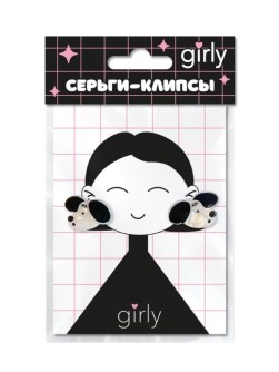 Серьги-клипсы GIRLY "Большеухая собака", белые