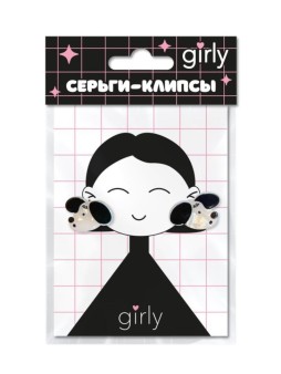 Серьги-клипсы GIRLY "Большеухая собака", белые