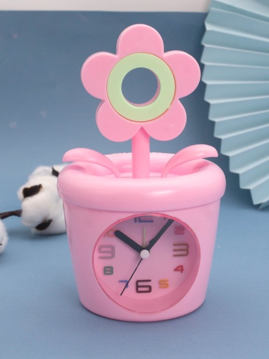 Часы-будильник - копилка «Flower in a pot», pink (12х11,5 см) 
