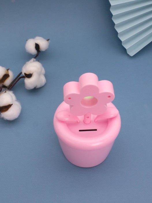 Часы-будильник - копилка «Flower in a pot», pink (12х11,5 см) 