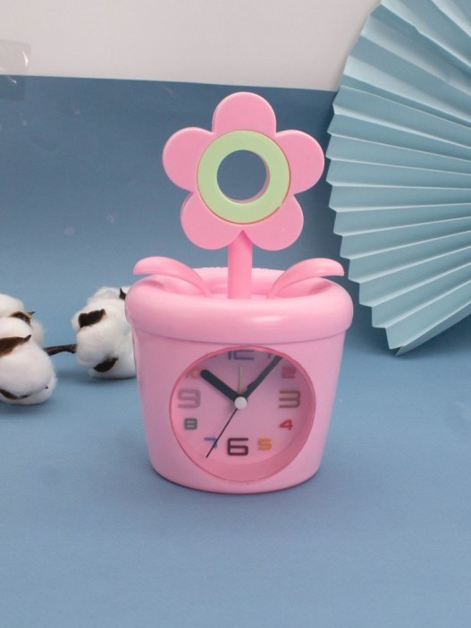 Часы-будильник - копилка «Flower in a pot», pink (12х11,5 см) 