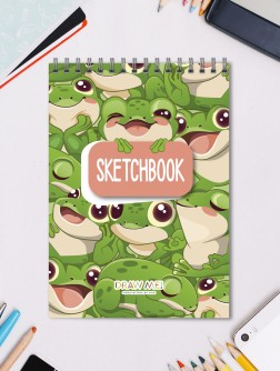 Скетчбук DRAW ME! «Лягушки», 14х20 см,  плотность 100 гр