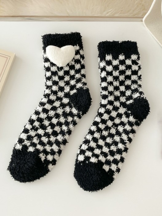 Носки iLikeGift «Heart and dots», black, мужские/женские евро размер 37-41 