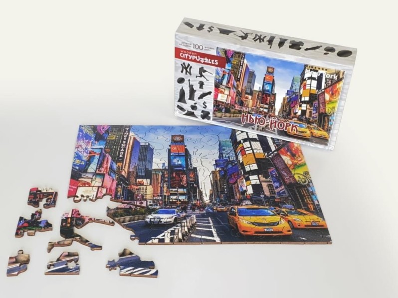 Фигурный пазл деревянный "Citypuzzles Нью-Йорк" (100 элементов)