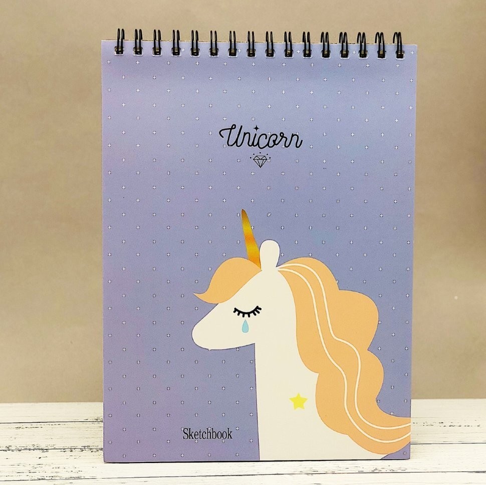 BQ1451 Скетчбук "Unicorn", blue