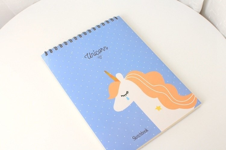 BQ1451 Скетчбук "Unicorn", blue
