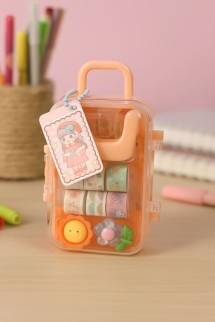Набор декоративного скотча 6 шт. + диспенсер &quot;Suitcase&quot;, orange (13.5*6*4.5см)