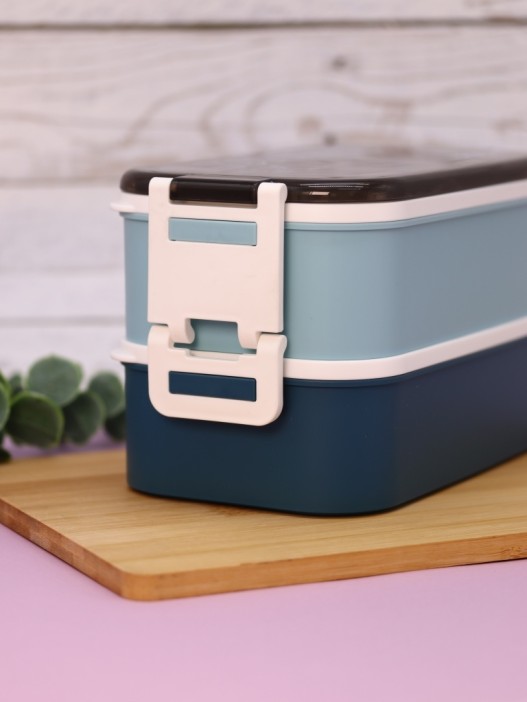 Ланчбокс &quot;New style&quot;, blue (ложка+вилка), 1700 мл 