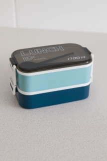 Ланчбокс "New style", blue (ложка+вилка), 1700 мл