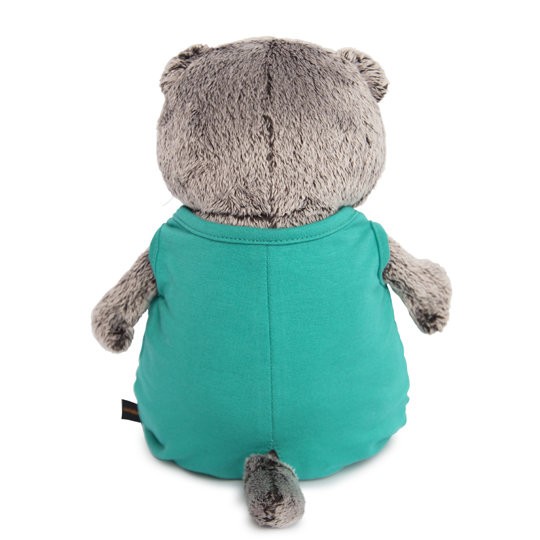 Мягкая игрушка "Басик в изумрудном комбинезоне с кактусом" (19см) 