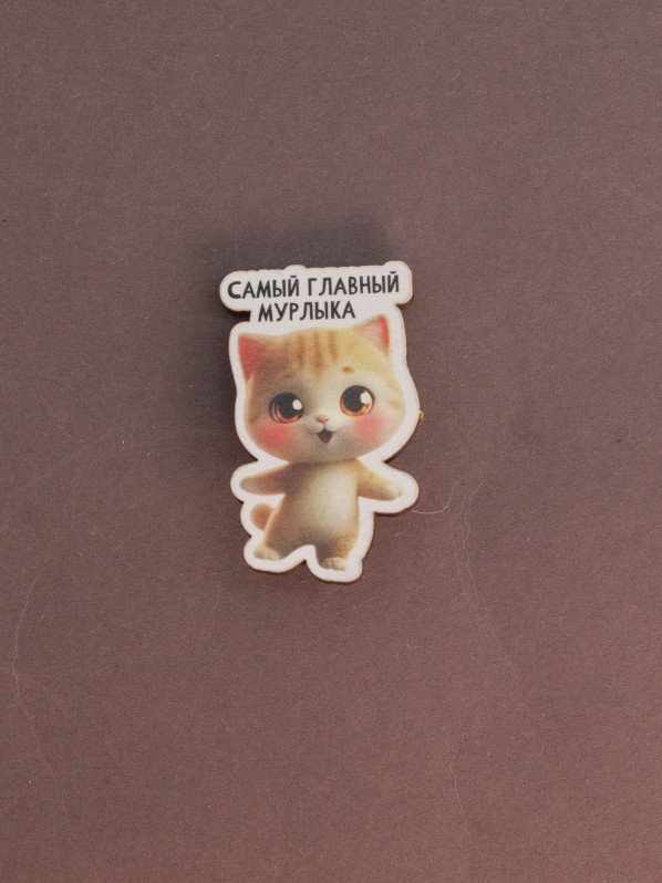 Значок ЭКО из дерева iLikeGift "Самый главный мурлыка"