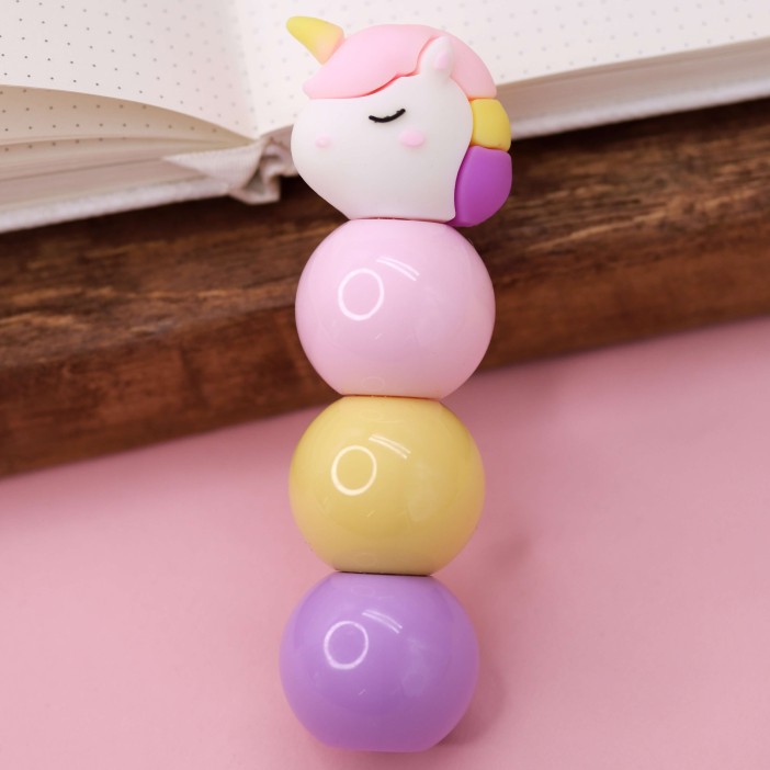 Маркер текстовыделитель "Unicorn ball", 3 в 1, mix, шоу-бокс 24 шт.