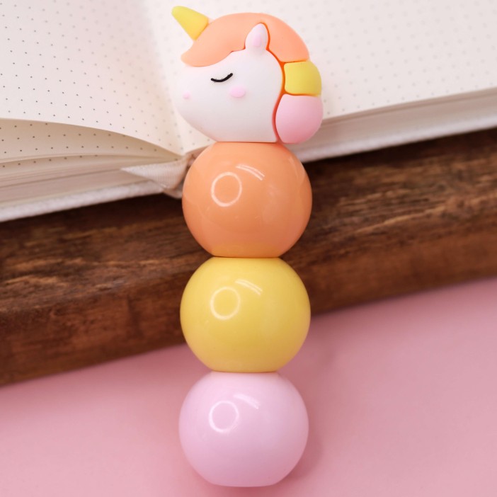 Маркер текстовыделитель "Unicorn ball", 3 в 1, mix, шоу-бокс 24 шт.
