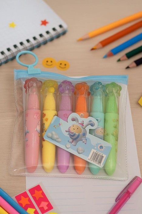 Набор маркеров текстовыделителей &quot;Glass paws&quot;, 6 шт, mix 