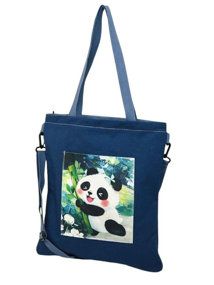 Сумка шопер "Панда", синяя