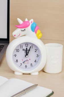 Часы-будильник с подставкой для канцелярии «Rainbow unicorn», white