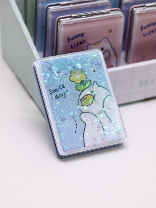 Зеркало шейкер раскладное &quot;Smile day Duck&quot;, голубое, 8*6 см 