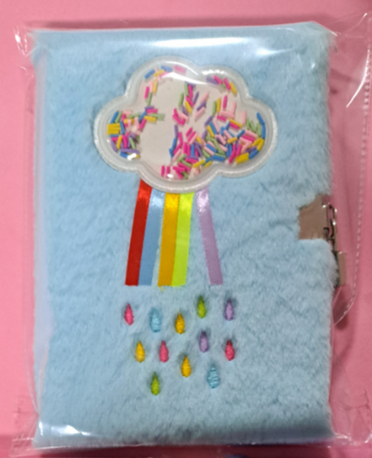 Блокнот плюшевый с замочком «Colorful rain», blue, 21,5х15 см, плотность 70 гр. 