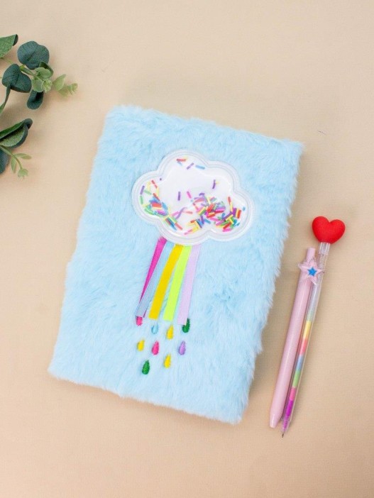 Блокнот плюшевый с замочком «Colorful rain», blue, 21,5х15 см, плотность 70 гр. 